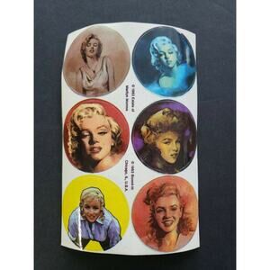 Vintage 1983 new 6 different original marilyn monroe stickers 1 sheet unusednos